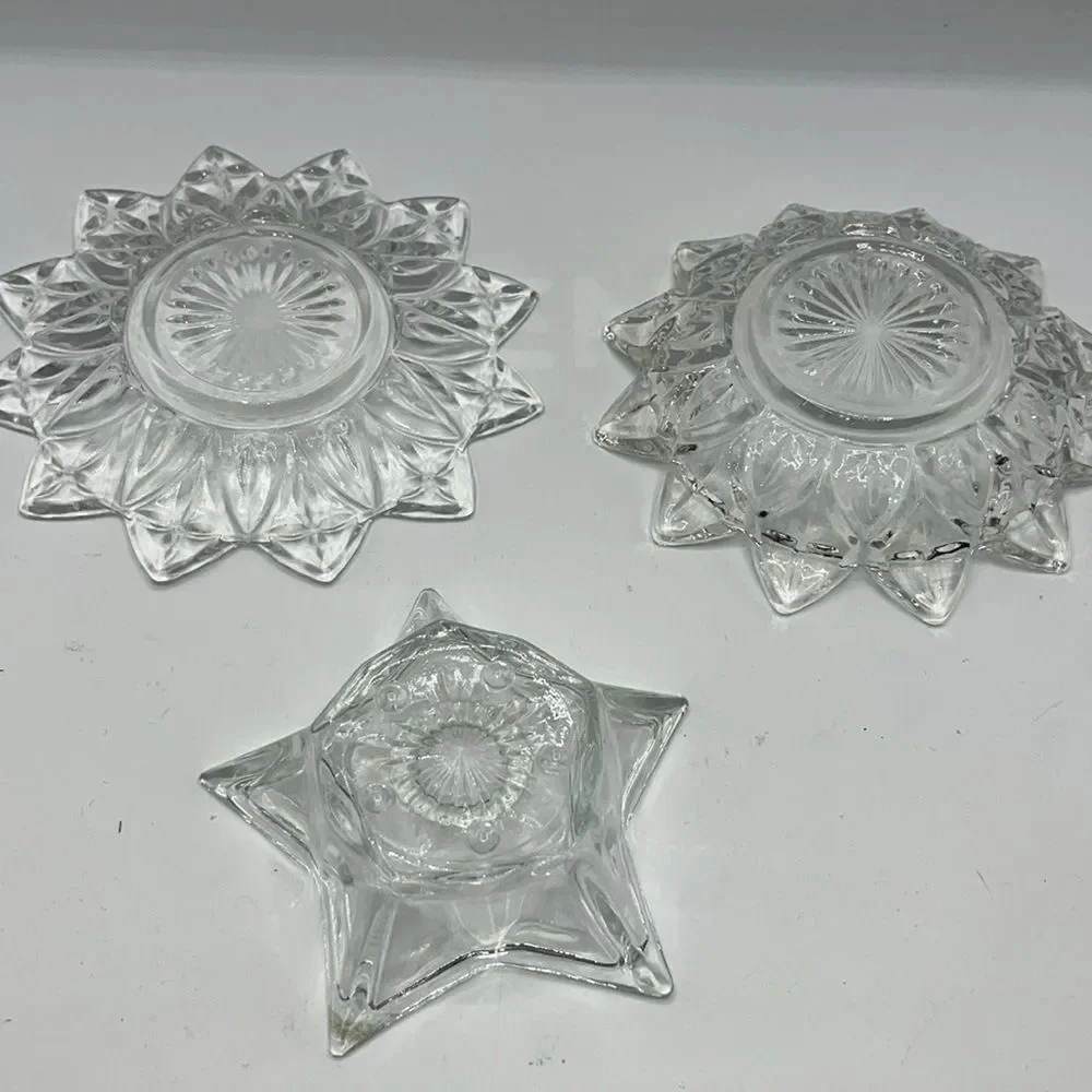 FEDERAL GLASS COMPANY Set of 3 Glass Candle Holders